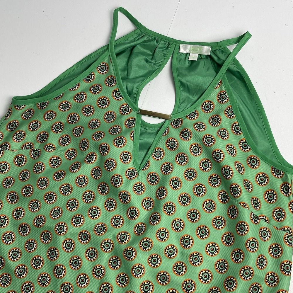 Jade Melody Tam Womens Small Lined Halter Tank Blouse Green Boho Medallion
